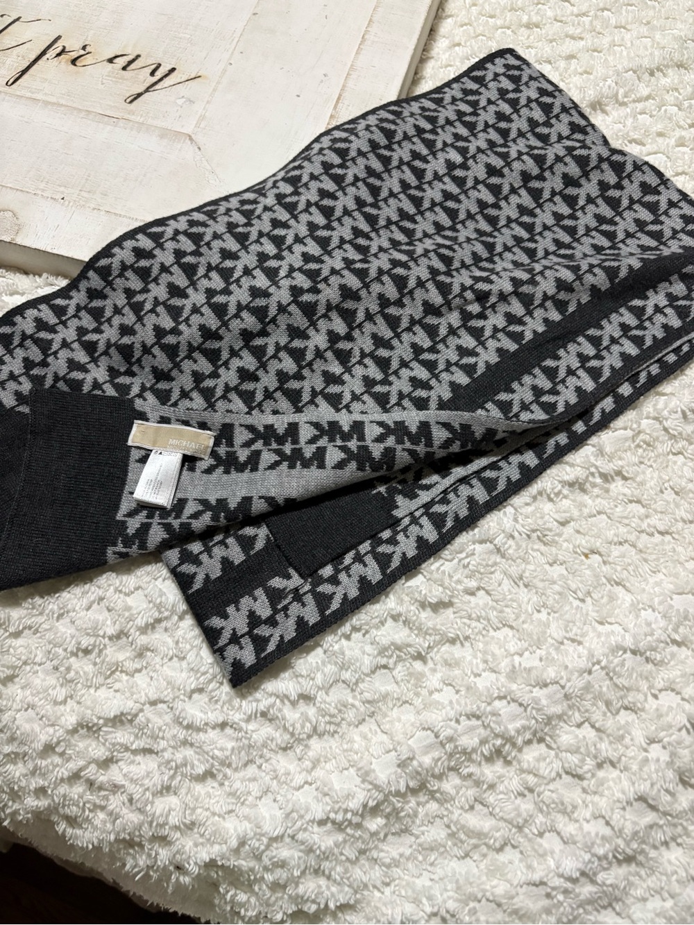 Michaels Black and Gray Geometric Knit Scarf